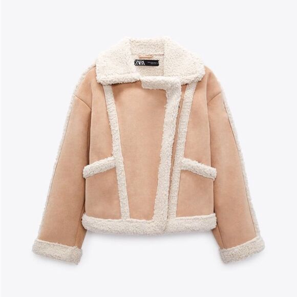 Zara DOUBLE FACED JACKET WITH FAUX SHEARLING - Picture 6 of 10